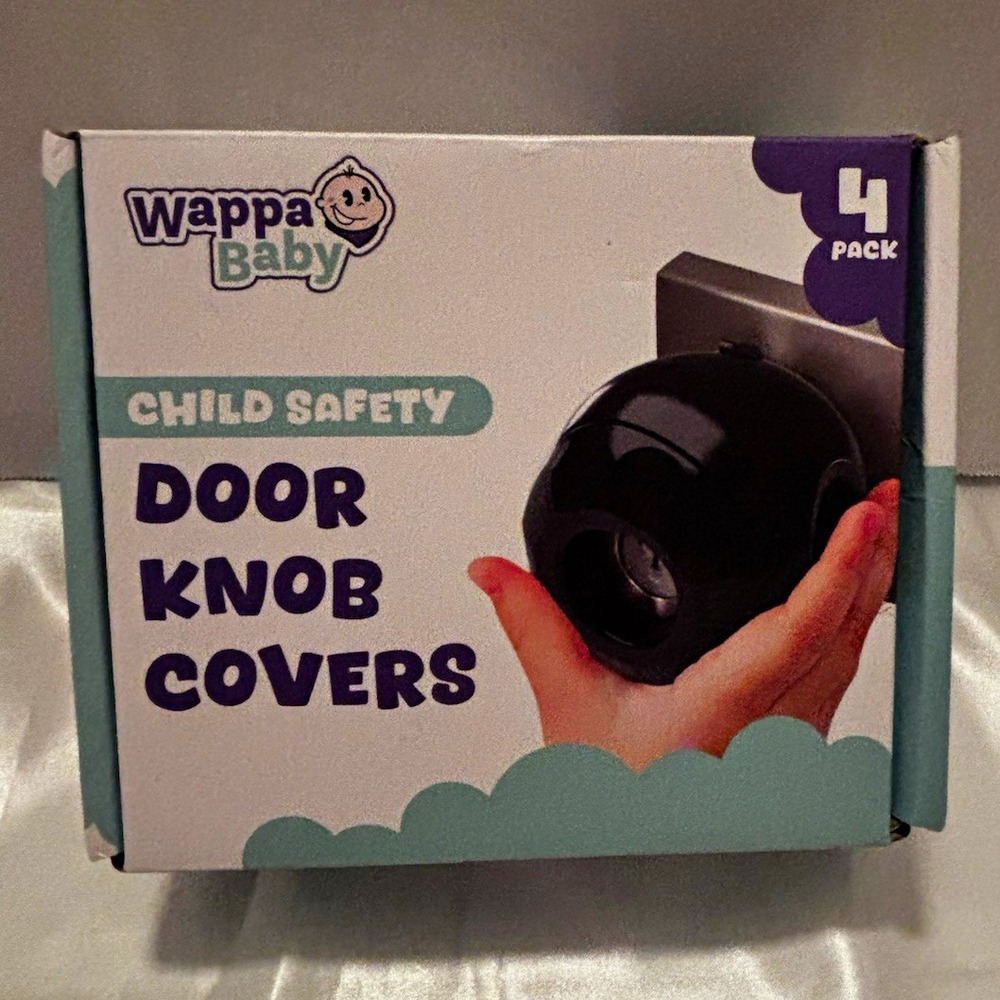 Wappa Baby Child Safety Door Knob Covers, 4 Pack, Black KnobCovB4[Y]